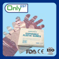Stretched folded plastic gloves pink pe gloves CE standard